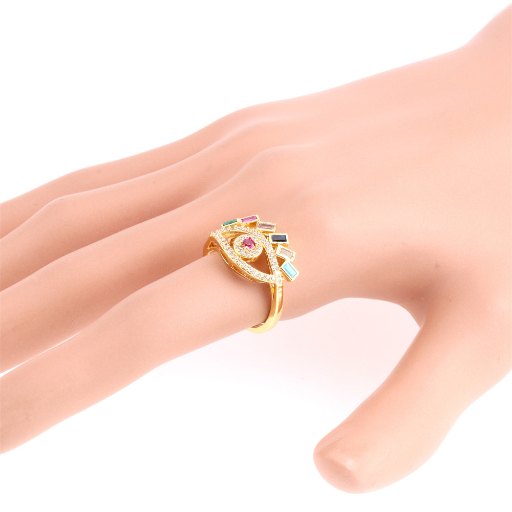 Fashion Eye Copper Inlay Zircon Open Ring 1 Piece