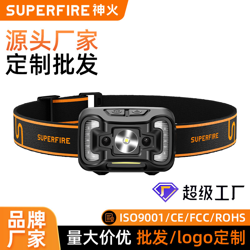 Shenhuo transfronterizo HL16 lámpara de pesca nocturna fábrica al por mayor de 45 grados de rotación de luz fuerte USB de carga LED Faro de inducción