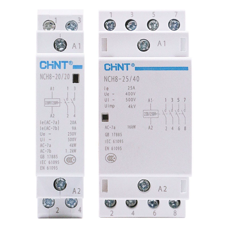 Chint бытовой небольшой однофазный контактор переменного тока NCH 8 220V рельсовый Тип два нормально открытый и нормально закрытый 25A40A2P