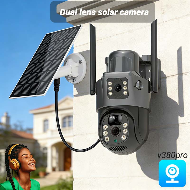 Cross-border new 4G dual-lens gun ball linkage camera HD night vision surveillance wifi solar camera