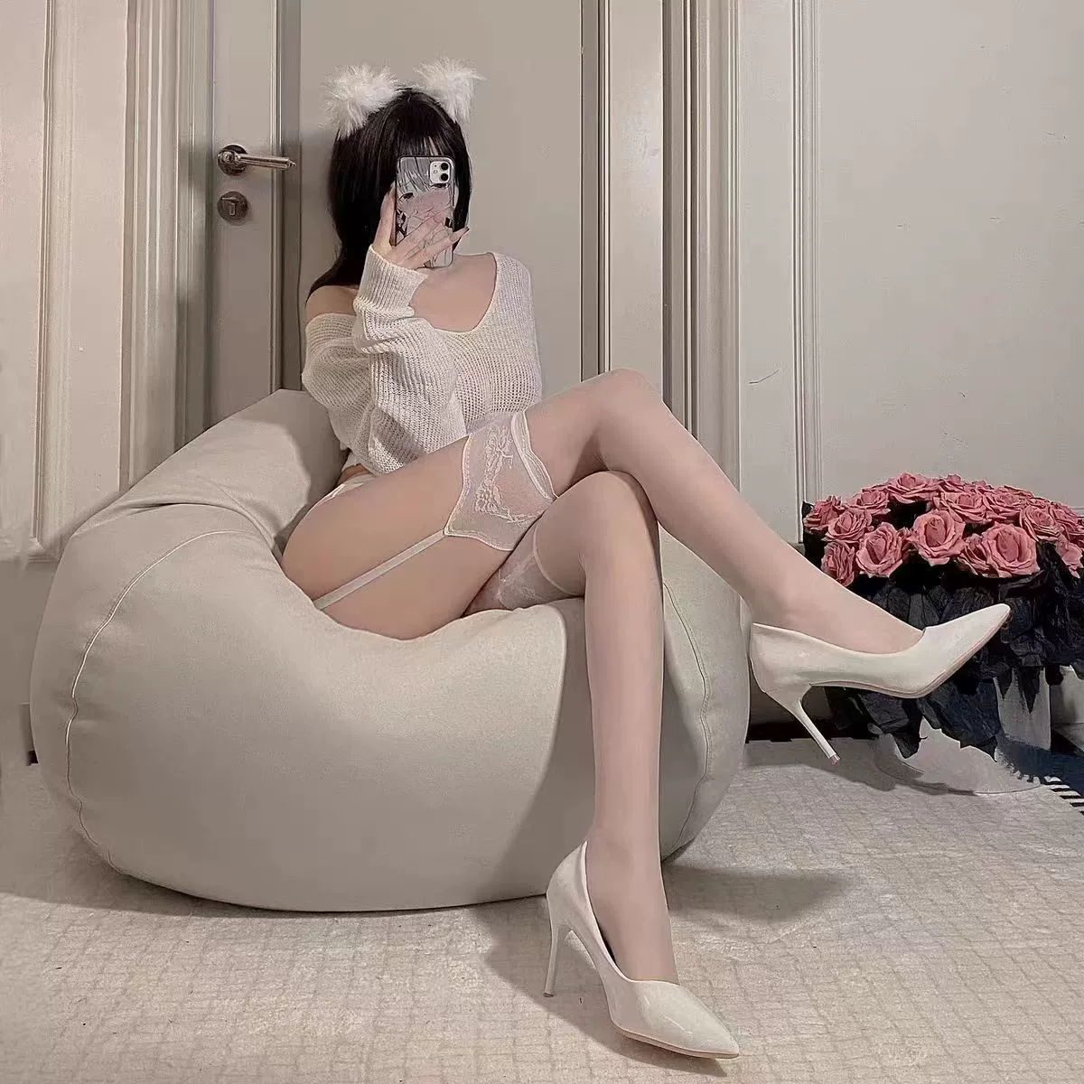 Кружевные sexy ультра‑тонкие колготки, утягивающий эффект