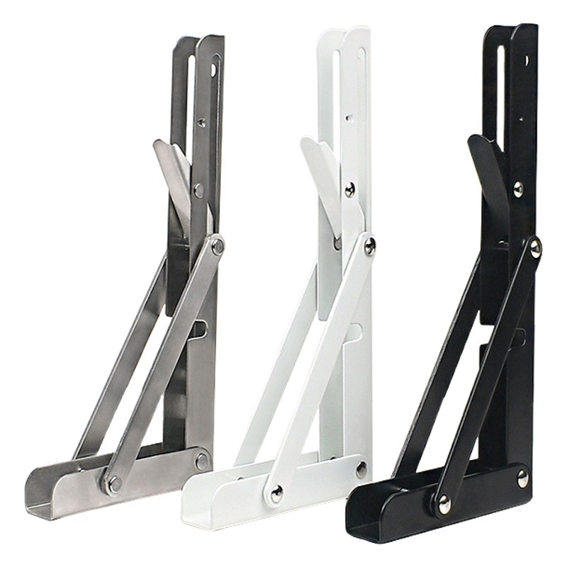 Partición plegable de acero inoxidable Soporte Billy Soporte de soporte de carga de pared Soporte de almacenamiento de triángulo móvil laminado Hardware