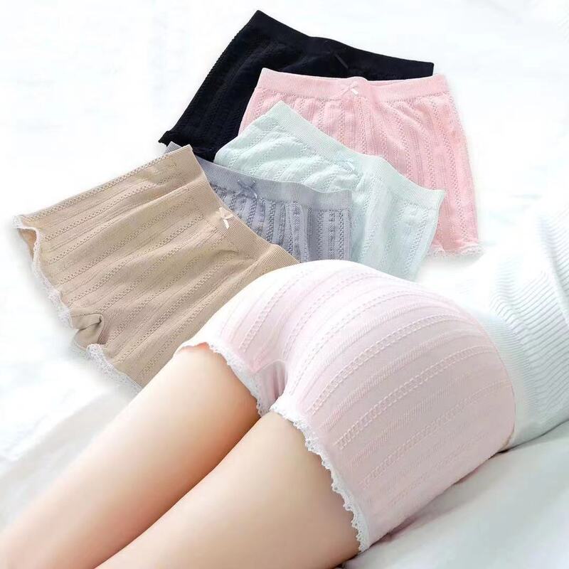 Japanese-Style Braided Safety Shorts for Women, Anti-Exposure, Mid-Waist, Pure Cotton Crotch, Mid-Waist Boxer Shorts, Plus Size