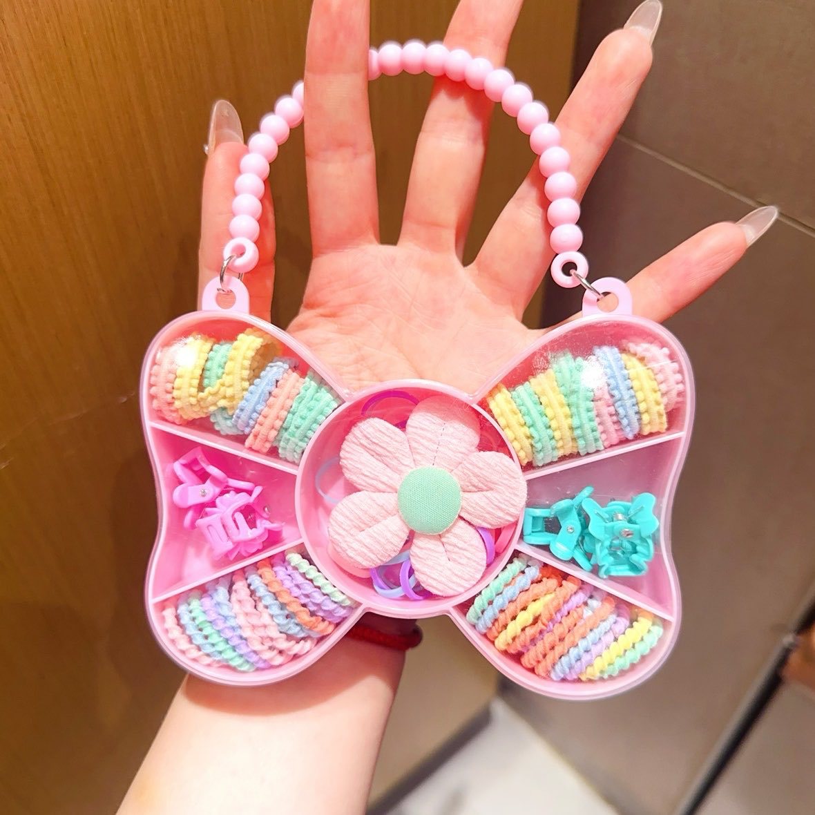 Set de combinación clip mariposa y anillos de toalla, gomas elásticas sin costuras – estilo coreano nuevo.