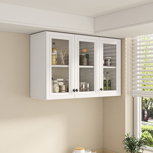 Kitchen Wall Cabinet Aluminum Alloy Wall-Mounted Storage Cabinet Bathroom Storage Rack Waterproof Glass Cabinet Q&