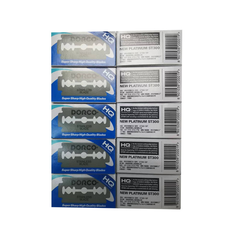 100 piezas de acero inoxidable duolco hoja de doble cara de doble hoja de afeitar manual anticuado hoja de afeitar