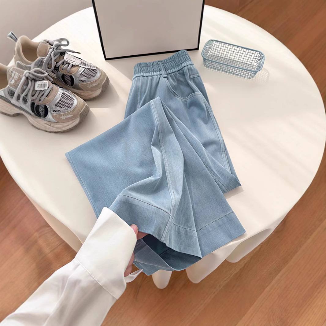 High-Waisted Wide-Leg Jeans for Women, Spring 2026, Casual, Petite, Slimming, Drapey, Loose Straight-Leg Cropped Pants