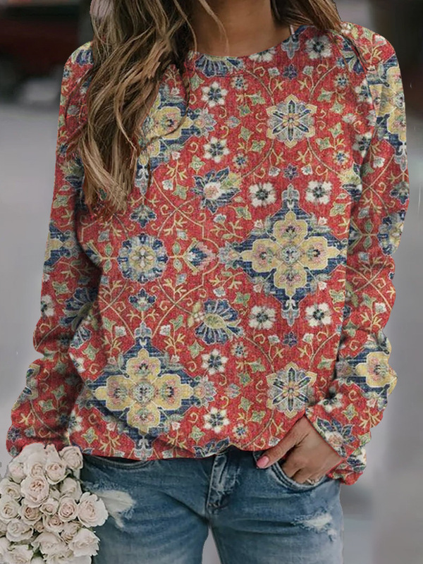 欧米の外国貿易の秋冬の新型の婦人服のカジュアルなファッションのゆったりしている民族の風の復古の長袖の丸首のカバーの頭の衛衣|undefined