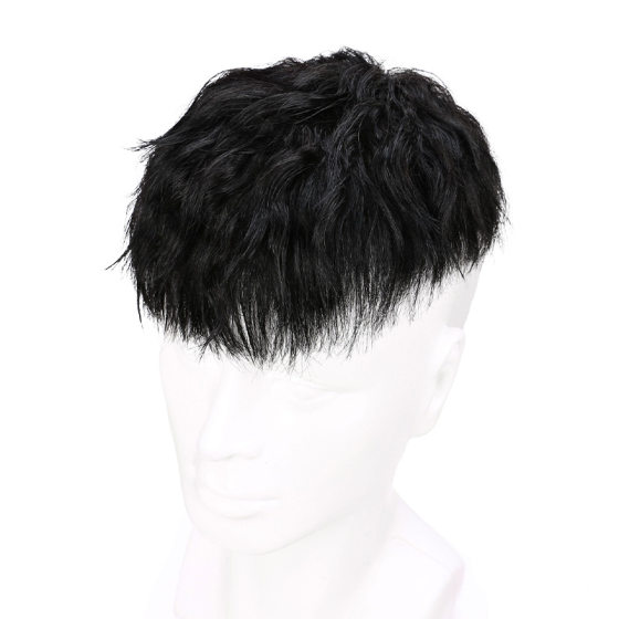 Wig Men's wig real hair full real human hair bundle texture hair curling invisible seamless men's head hair patch