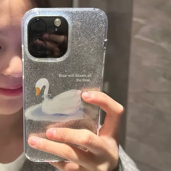 Transparent swan, nail sequins