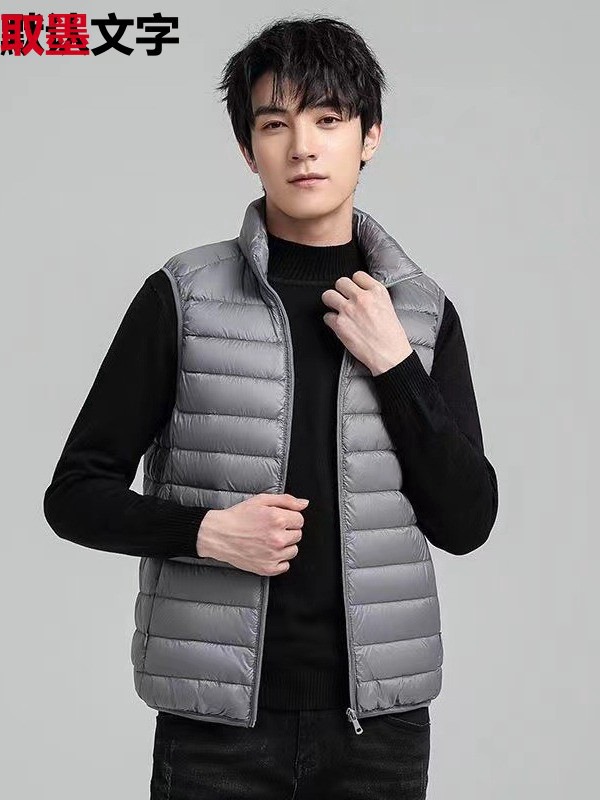 Comercio exterior 2023 otoño y invierno ligero con chaleco de algodón de lana para hombres Casual sin mangas de algodón de collar de hombro chaleco de caballo clip