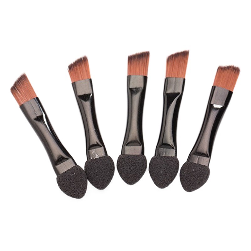 Cepillo de sombra de ojos negro cepillo de cejas oblicuo esponja de doble cabeza tubo de aluminio cepillo de sombra de ojos caja de sombra de ojos accesorios cepillo de ojos herramientas de belleza
