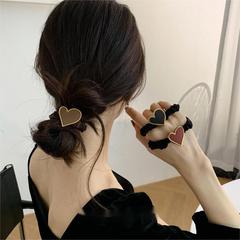 黒い愛の大腸の髪輪ネットの赤い新型の高い顔の値は団子の髪のひもの高い弾力の皮の筋の髪飾りを刺します。