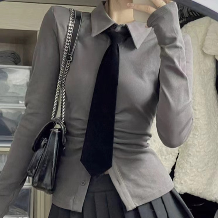 Men's and women's spring and summer new student uniform JK solid color lazy tie collar flower suit Japanese college style in stock wholesale