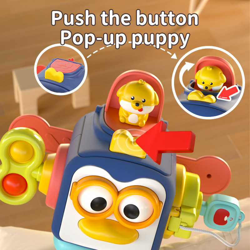 Transfronterizo niños Montessori Educación Temprana Infantil pingüino ocupado bola bebé mano bola educativa sensorial hexaedro juguete