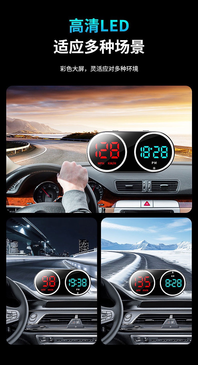 Car Hud Head-Up Display, Vehicle Navigation, Beidou Satellite, Electronic Speed Detector, Gps Speed Radar, Safety Warning Device