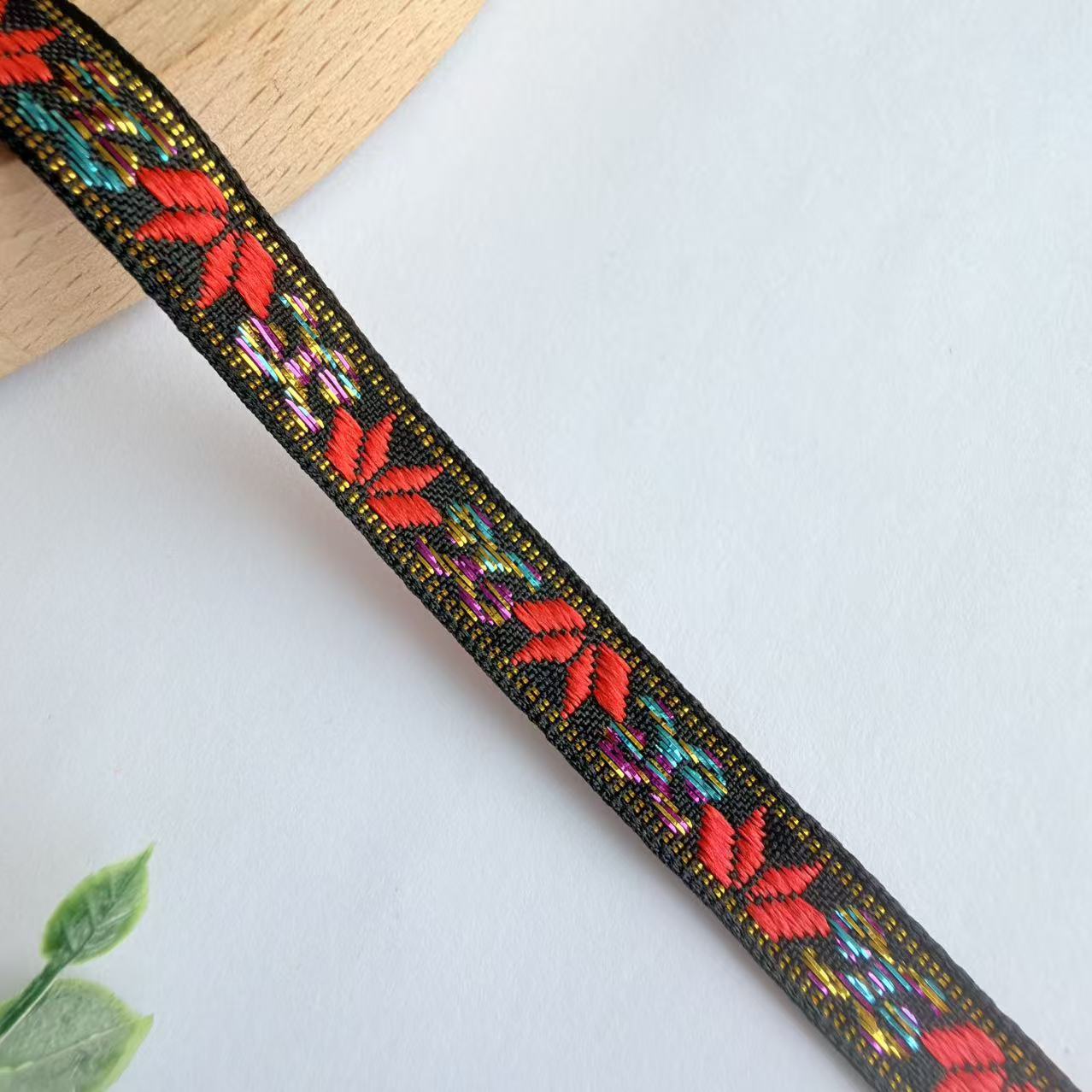Cinta Jacquard de Estilo Étnico de 1 cm, Nylon, Decorativa, para Ropa y Manualidades image 24