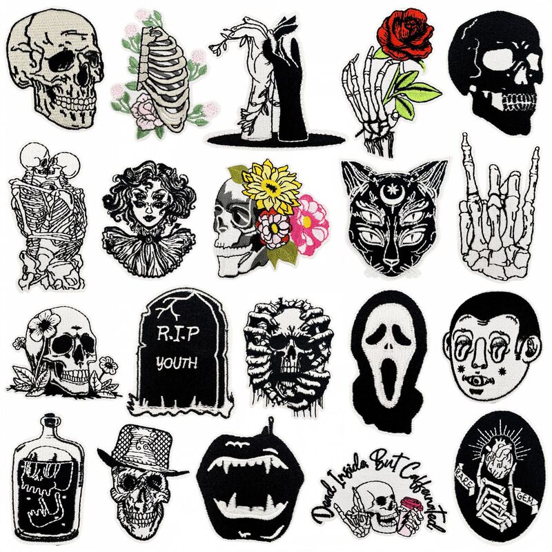 New Cartoon Skull Embroider Cloth Patch Black Patch Accessories Electric Embroider Clothing Accessories Ironing Patch Hot Melt Glue New Cartoon Skull Embroider Cloth Patch Black Patch Accessories Electric Embroider Clothing Accessories Ironing Patch Hot Melt Glue