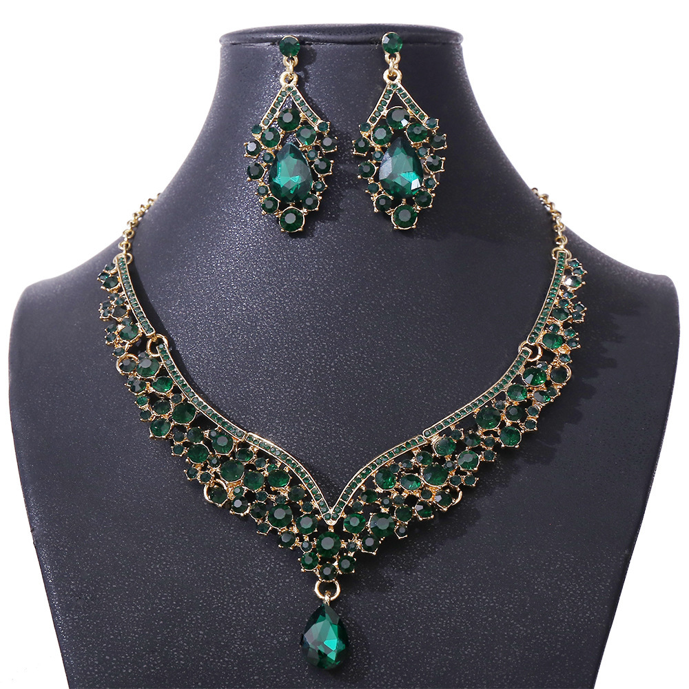 collana orecchini sposa set zircone rosso strass gioielli di lusso accessori abito da sposa_voghion.com