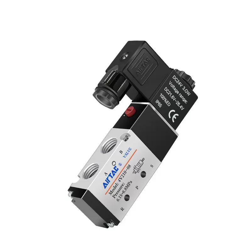 胶带机配件电磁阀 4V220-08 气动电磁控制阀220v换向阀 4V210-08