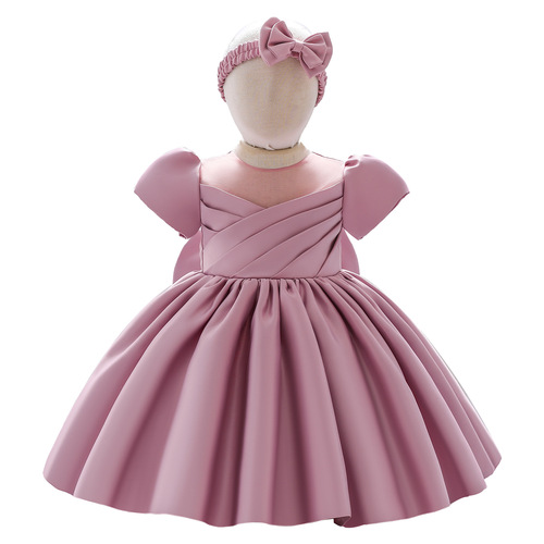 Children's Dress Princess Skirt 2024 New Women's European and American Flower Child Wedding Catwalk Performance Baby First Birthday Dress
