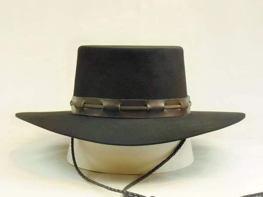 Solid Color Sheep Felt Leather Decorative Wool Top Hat_voghion.com