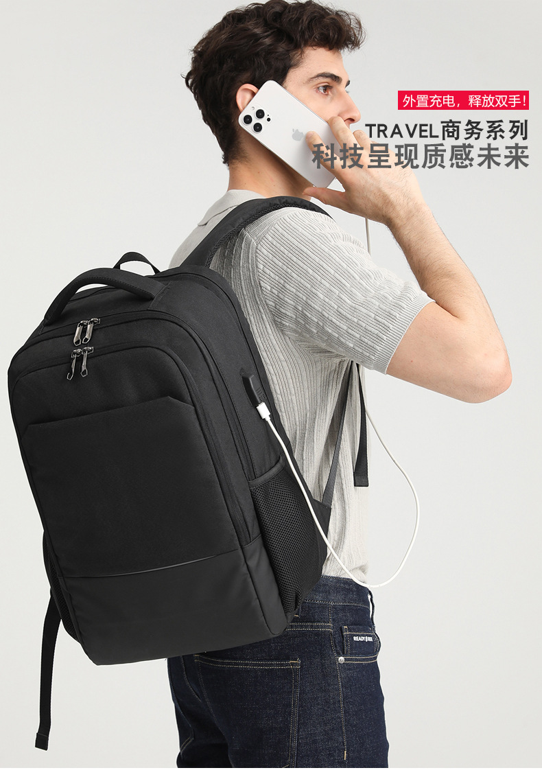 New Cross-Border Men's Backpack Large Capacity Oxford Fabric Backpack Printed LOGO Business Computer Backpack Travel Bag