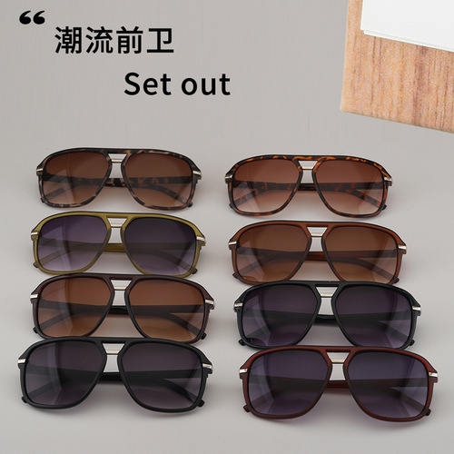 961 Glasses Sunglasses Retro European and American Large Square Frame Sunglasses Unisex Double Bridge Sunglasses