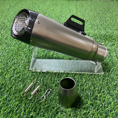 Motorcycle Exhaust Pipe Refitting, Motorcycle exhaust pipe - three-layer-titanium-color-carbon-headband-mesh-51mm