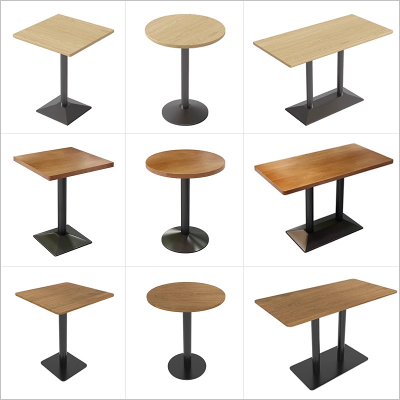 实木餐桌椅商用饭店清吧小吃甜品咖啡厅奶茶店圆桌1.2米长方桌子