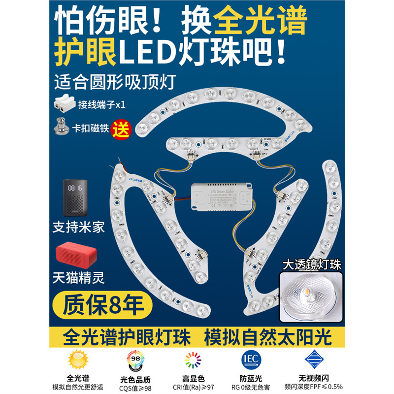 Horseshoe-shaped imported Puri lamp bead ceiling lamp led wick super bright replacement living room bedroom three-color accessories lamp panel