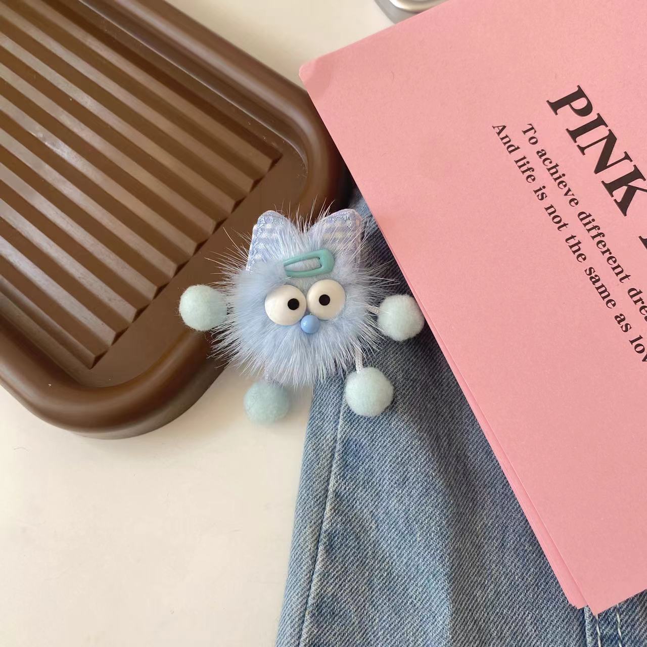 Nuevo arco de pelo de visón elfo colgante llavero adorable chica corazón muñeca de peluche bolsas colgante