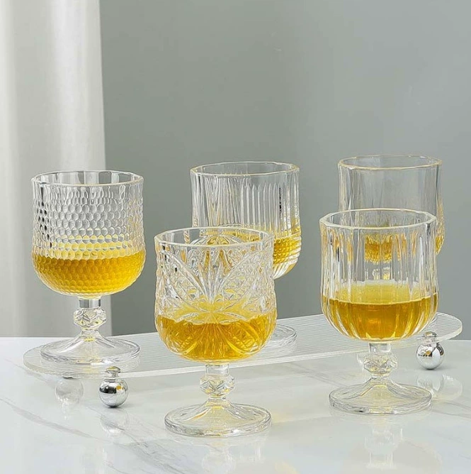 Бриллиантовый рельефный стеклянный стакан хрустальный виски с короткими ножками
