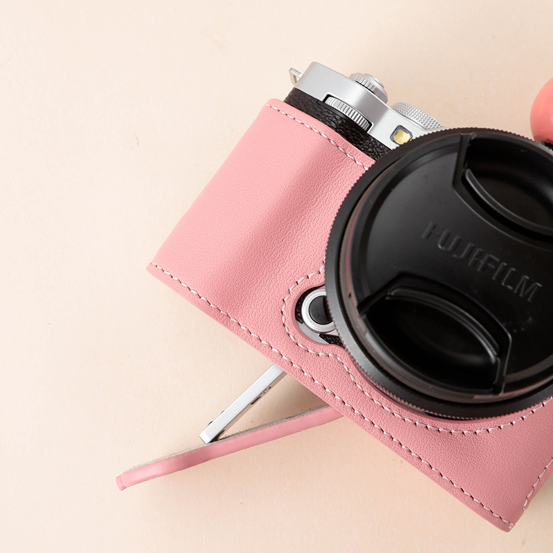 후지 XM5 카메라 가방 가죽 케이스 X-M5 카메라 보호 케이스 하프 세트 베이스 구멍