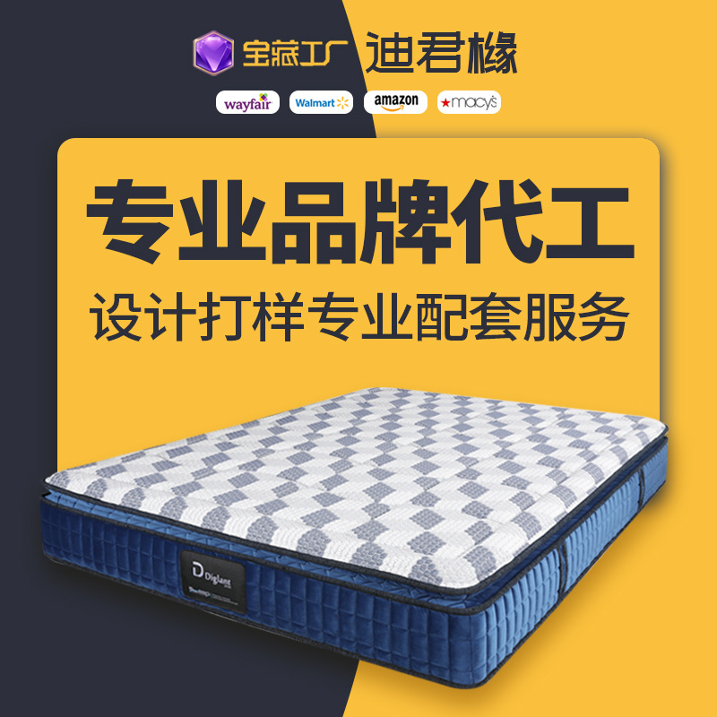Diglant席夢思床墊冰絲布海外倉代發OEM工廠壓縮卷包記憶棉床墊