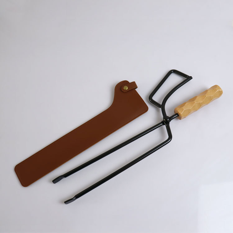 Clip de carbón de camping transfronterizo suministros al aire libre anti-escaldado mango de madera alargado carbono nuevo resorte pinzas de clip de carbono