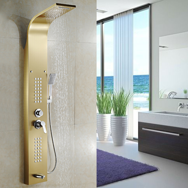 Juego de Ducha con Panel de Pared 304 de 5 Modos de Acero Inoxidable Presurizado para Baño