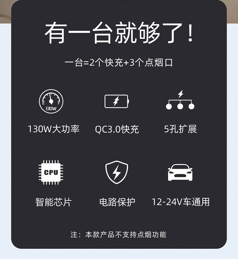 Type-C car charger fast charging one-to-three car cigarette lighter adapter plug USB expansion port car charger PD+