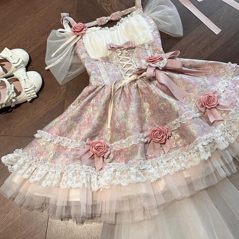 春夏の新しいフランススタイルの絶妙なジャカード織りのふわふわスカート、気質ウエスト痩身ドレス、女性用ショートスカート|undefined