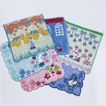 日单 无念棉可爱卡通提花割绒刺绣印花小方巾 小手帕