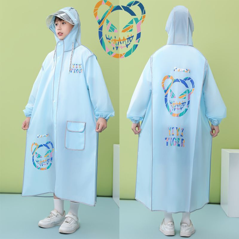 子供用レインコート男の子女の子学生学校ファッションかわいいミディアムキッズロングタイプ全身防雨透明レインコート|undefined