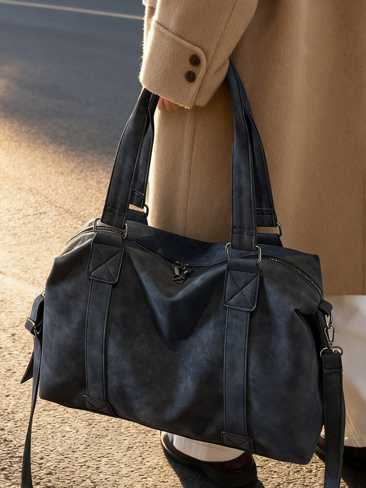 Bolsa de viaje corto de gran capacidad, bolso de mano, bolso de mano, mujer, 2025 nuevo invierno retro versátil, mochila de viaje