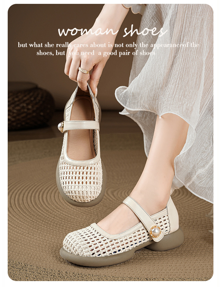 Sandal da thật quai V đan móc – thoáng mát, êm chân mọi bước đi — 12/12