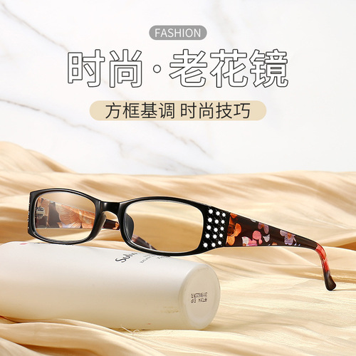 Factory goods new style floral glasses with diamonds, high-end fashion adult blue light blocking reading glasses, frame glasses, factory wholesale