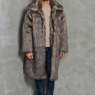 Ojf0839 Cross-Border European and American Men's Autumn and Winter Imitation Fur Outwear Imitation Fox Fur Outwear Jacket to Prevent Cold and Heattech