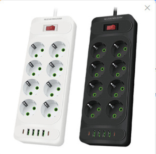 Foreign trade European standard socket household wholesale 8-bit European socket with switch socket 3 M 5 m dedicated