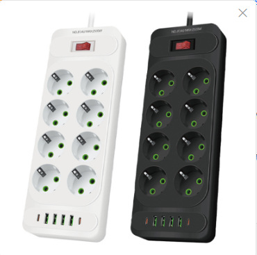 外贸欧标排插家用批发8位欧式插排带开关插座3米5米专供