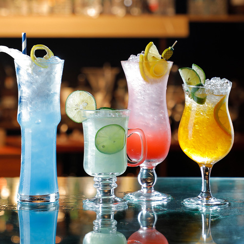 11 cups of milk tea, juice, and drinks, glass home high-leg high-quality cocktail, smoothie, cold beverage, iced tea cups