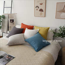 抱枕现代简约北欧风棉麻靠垫蓝色黄色橙色绿色样板房软沙发靠包