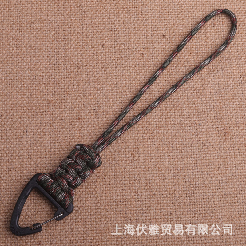 Cuerda de paraguas de siete núcleos hecha a mano Hebilla de triángulo Cuerda de mano Llavero Cuerda de linterna Cuerda anti-caída Cuerda cuchillo colgante Y020